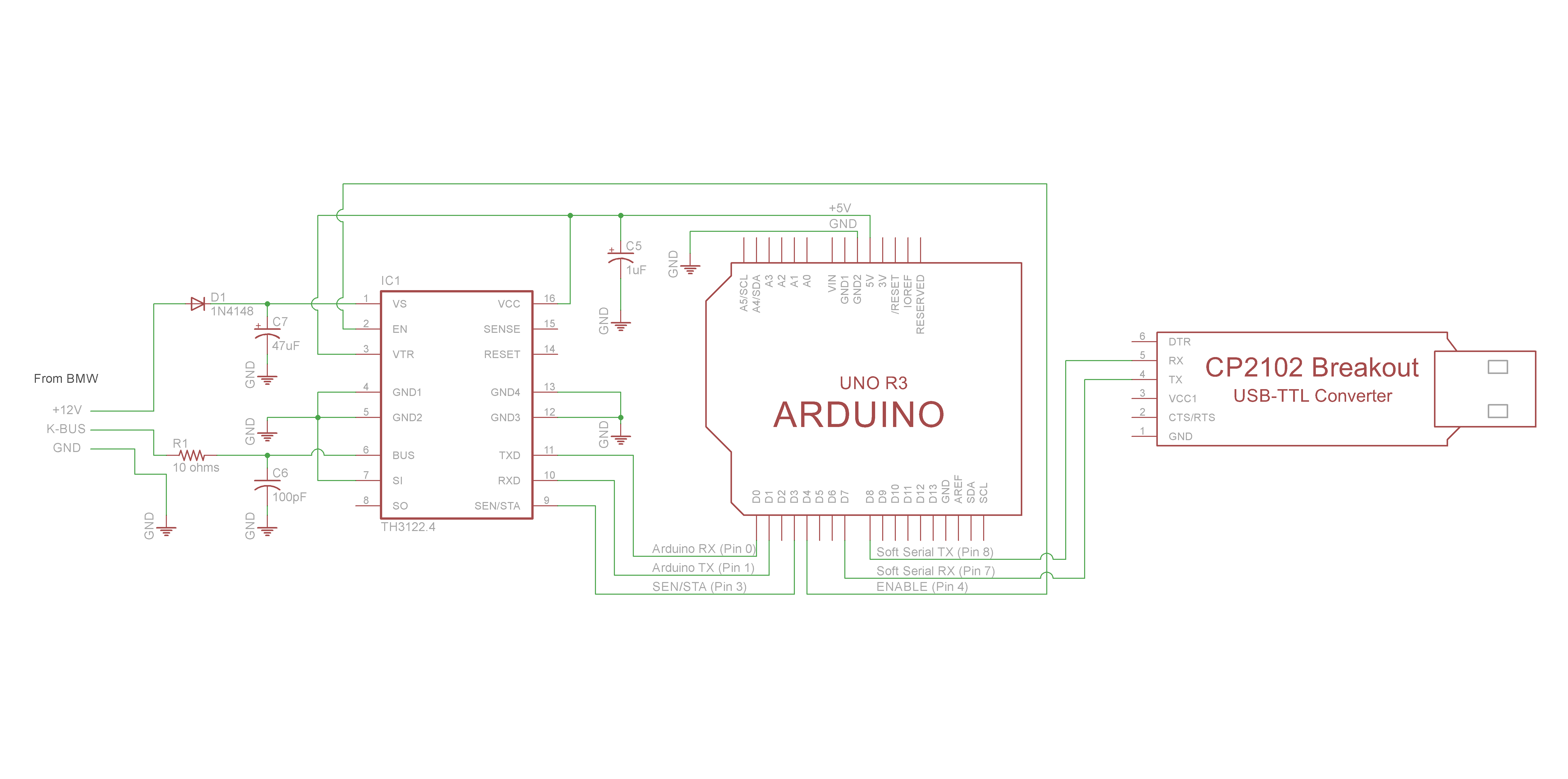 Schematic TH3122 To ARDUINO with Debug